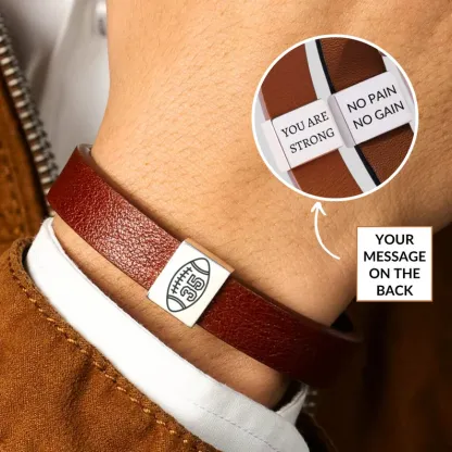 Personalized American Football Mens Leather Bracelet