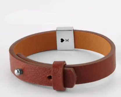 Personalized American Football Mens Leather Bracelet