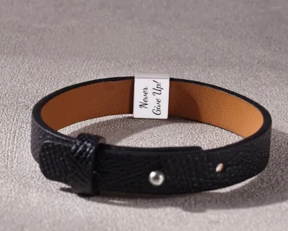 Personalized American Football Mens Leather Bracelet