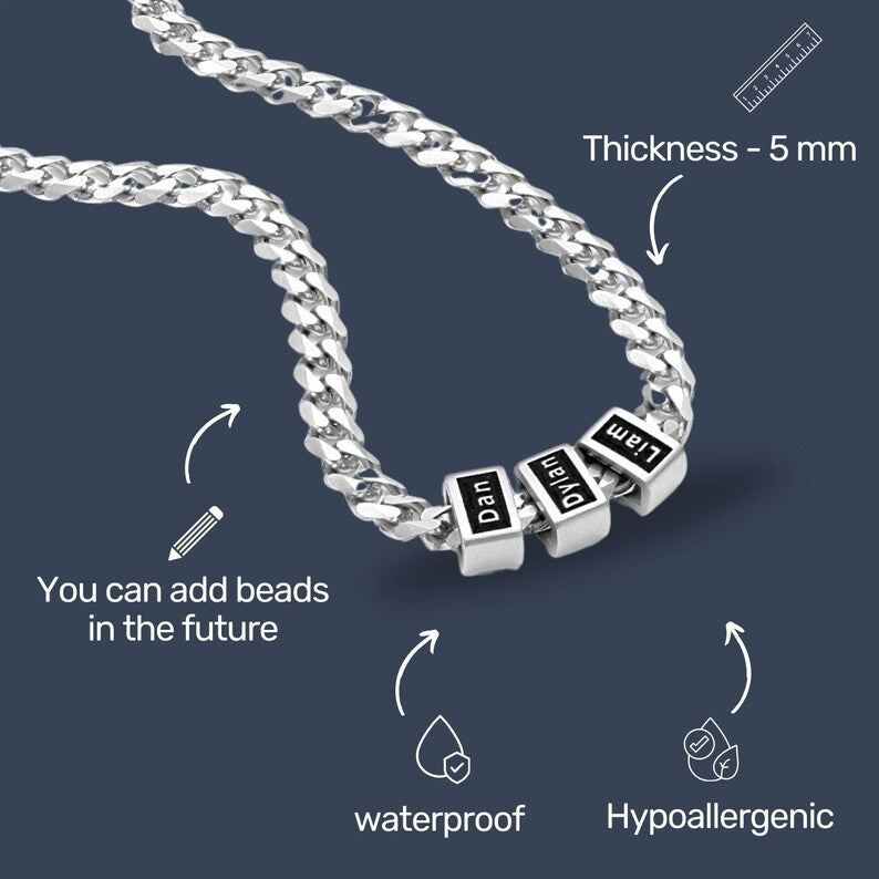 Customized Bead Name Cuban Necklace For Father