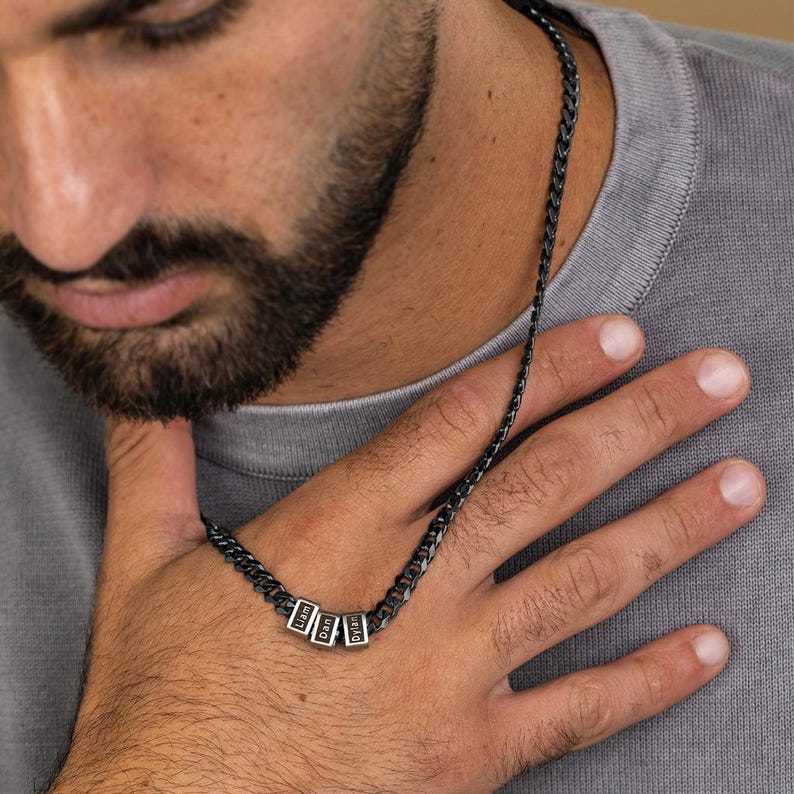 Customized Bead Name Cuban Necklace For Father