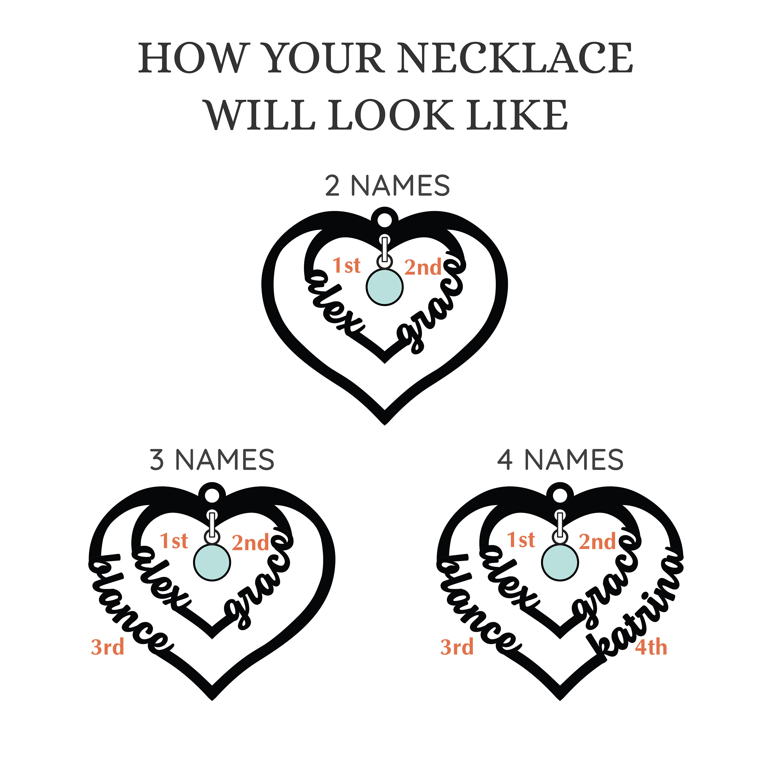 Personalized Mom Heart Name Necklace With Birthstone