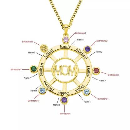 Personalised Family Tree Name Birthstone  Necklace