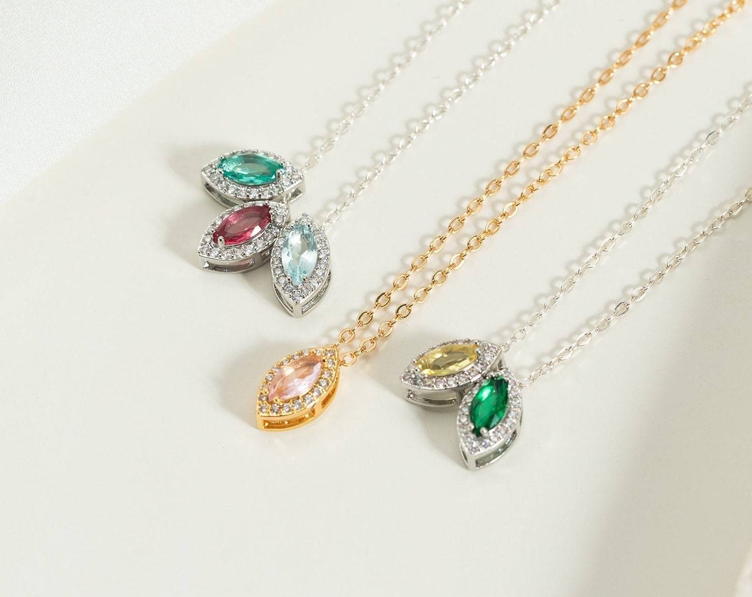 Personalized Family Minimalist Birthstone Necklace