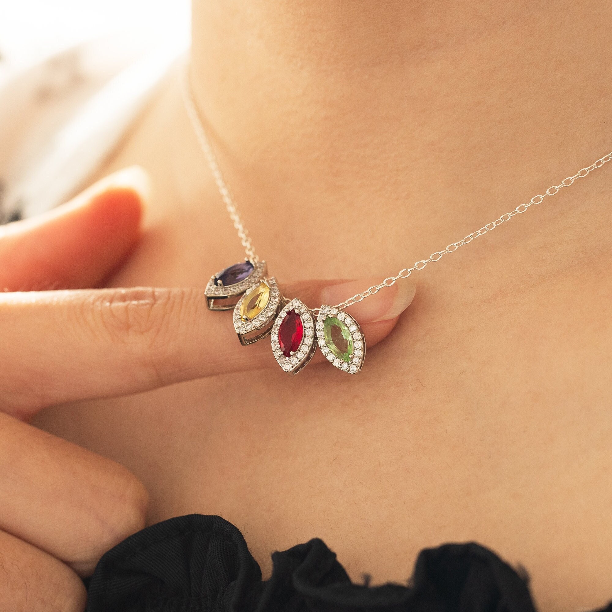 Personalized Family Minimalist Birthstone Necklace