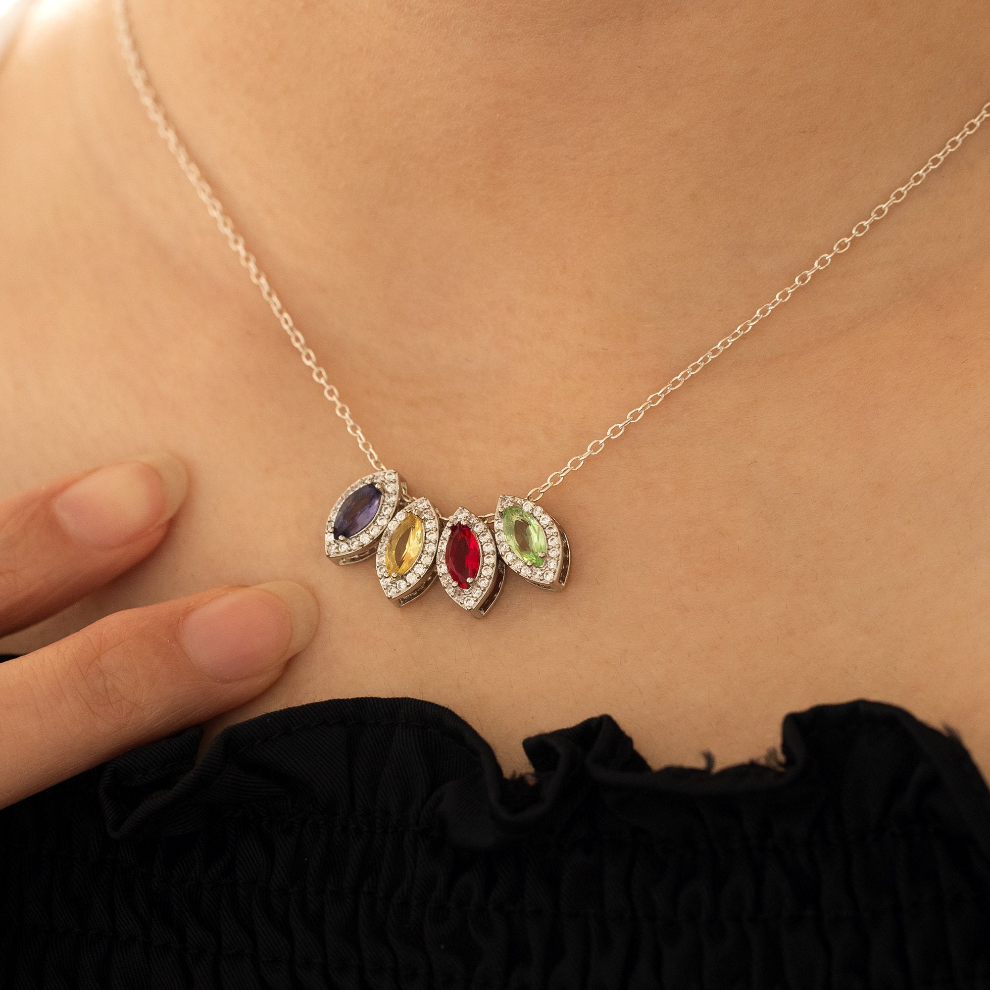 Personalized Family Minimalist Birthstone Necklace