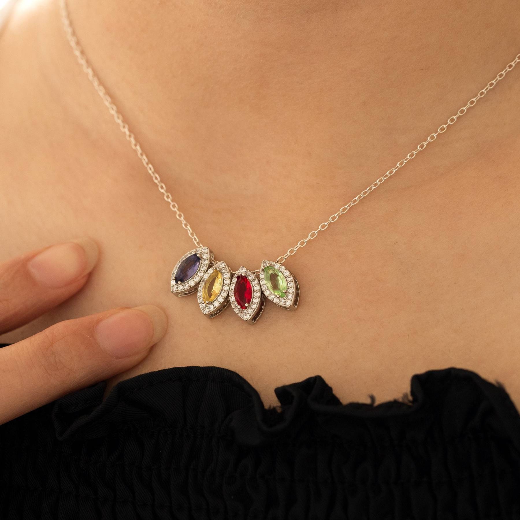 Personalized Family Minimalist Birthstone Necklace