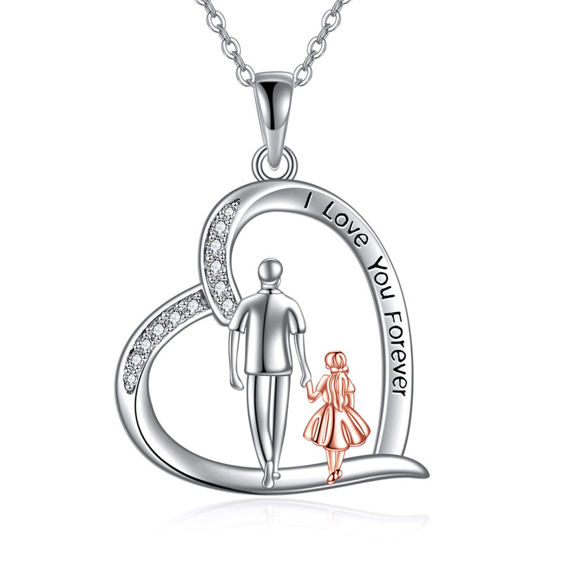 Father Daughter Heart Pendant Necklace from Dad Gift for Daughter