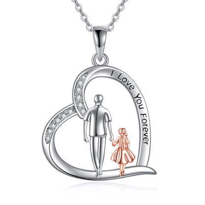 Father Daughter Heart Pendant Necklace from Dad Gift for Daughter