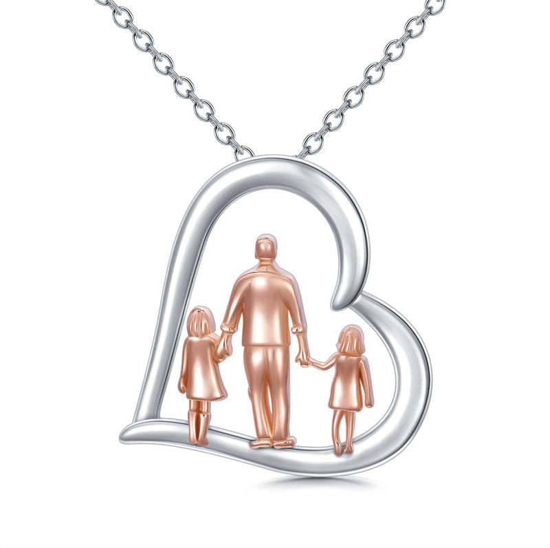 Father Daughter Heart Pendant Necklace from Dad Gift for Daughter