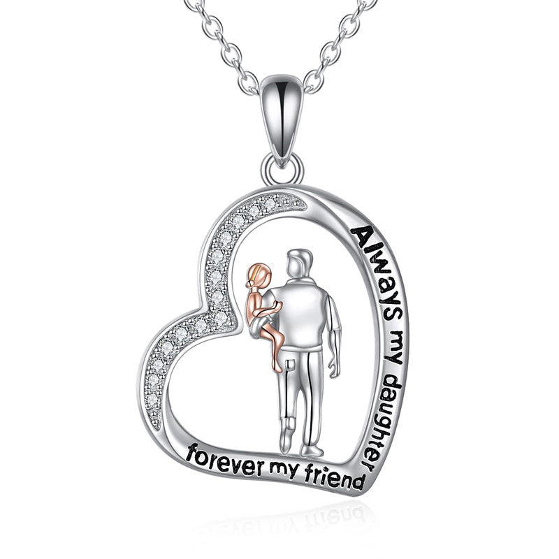 Father Daughter Heart Pendant Necklace from Dad Gift for Daughter