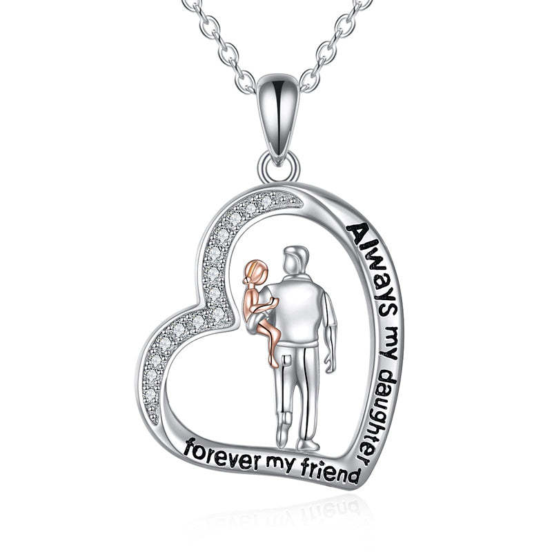 Father Daughter Heart Pendant Necklace from Dad Gift for Daughter