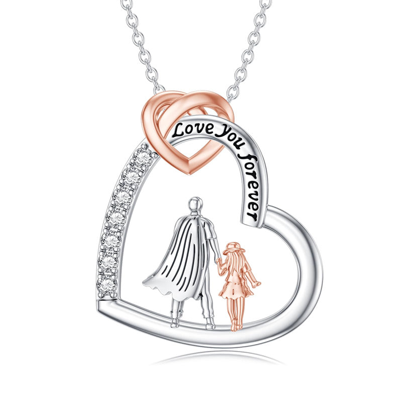 Father Daughter Heart Pendant Necklace from Dad Gift for Daughter