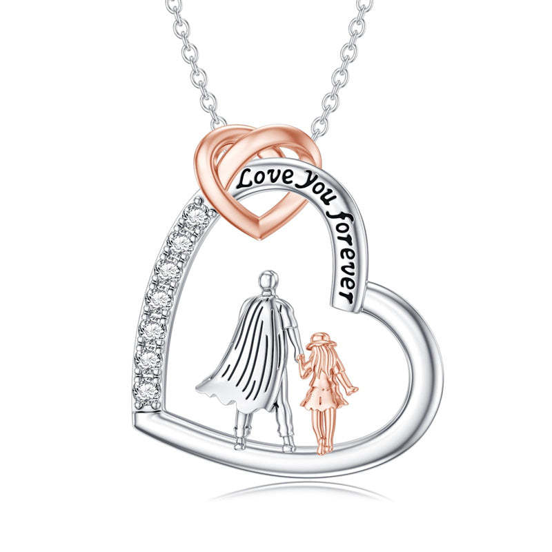 Father Daughter Heart Pendant Necklace from Dad Gift for Daughter