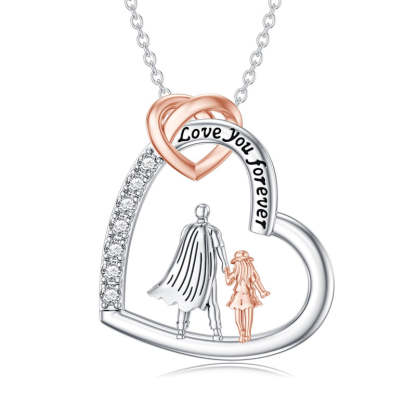 Father Daughter Heart Pendant Necklace from Dad Gift for Daughter