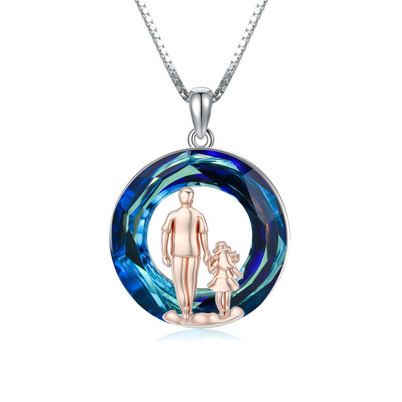 Sterling Silver Father Daughter Heart Pendant Necklace from Dad Gift f