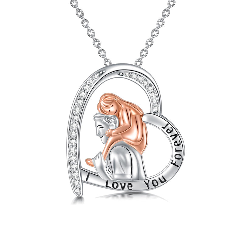 Father Daughter Heart Pendant Necklace from Dad Gift for Daughter
