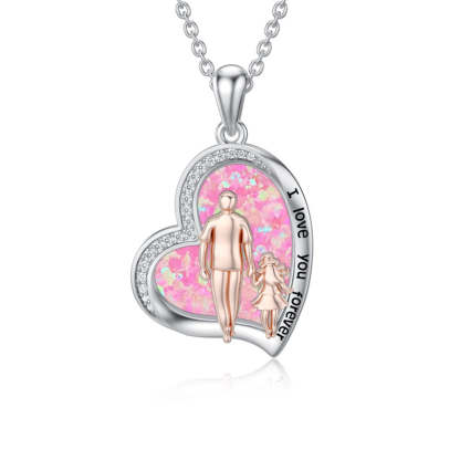 Father Daughter Heart Pendant Necklace from Dad Gift for Daughter