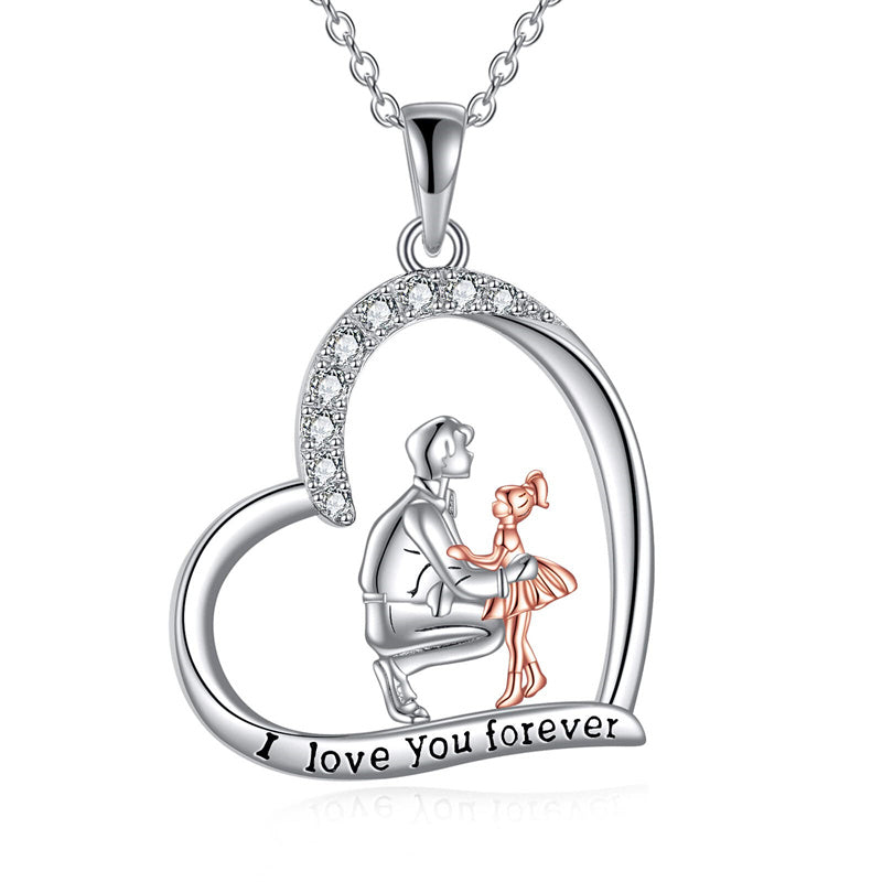 Father Daughter Heart Pendant Necklace from Dad Gift for Daughter