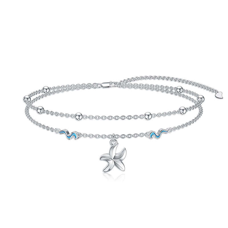 Sterling Silver Personalized Filigree Turtle Orca Whale Single Layer Anklet Bracelet