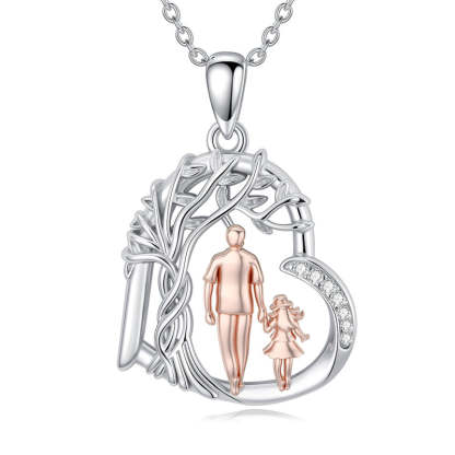 Father Daughter Heart Pendant Necklace from Dad Gift for Daughter