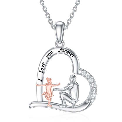 Father Daughter Heart Pendant Necklace from Dad Gift for Daughter