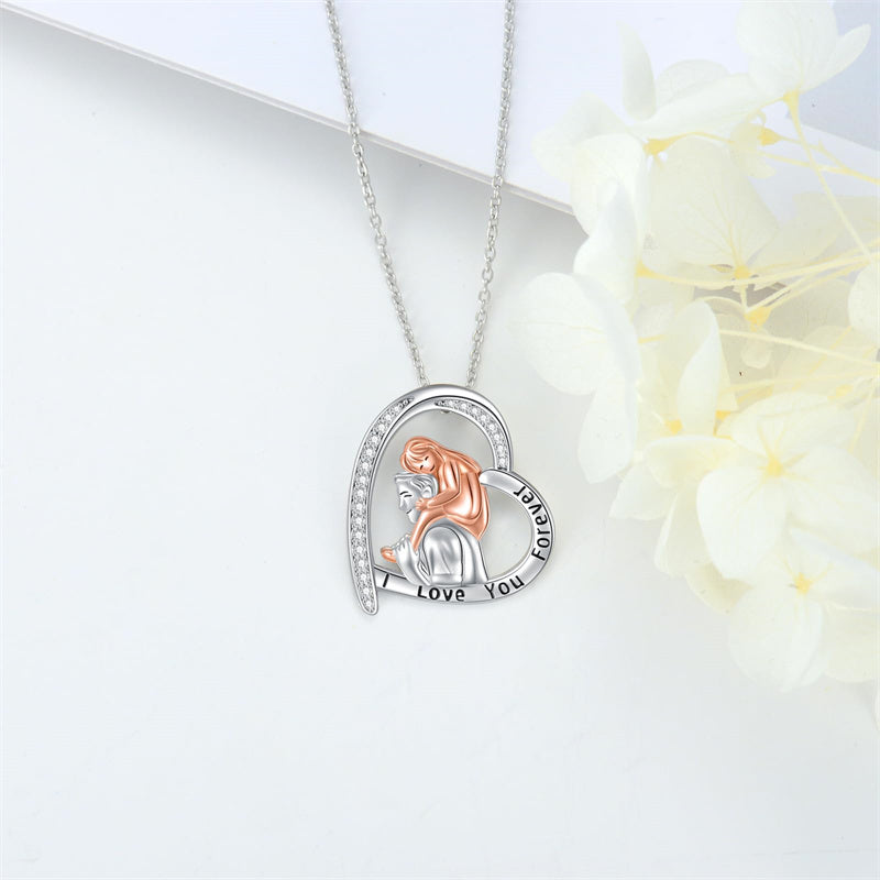 Father Daughter Heart Pendant Necklace from Dad Gift for Daughter
