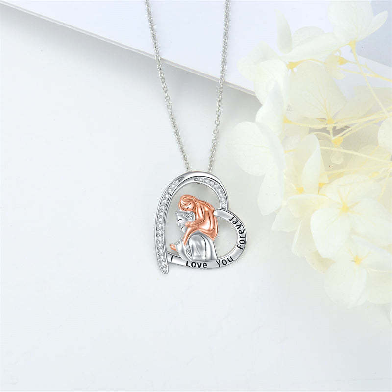 Father Daughter Heart Pendant Necklace from Dad Gift for Daughter