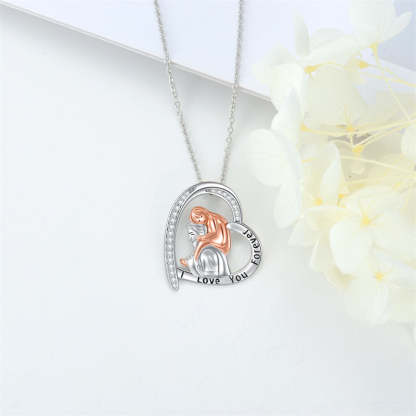 Father Daughter Heart Pendant Necklace from Dad Gift for Daughter