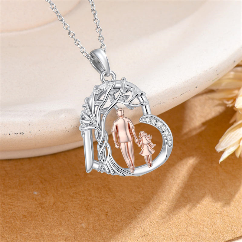 Father Daughter Heart Pendant Necklace from Dad Gift for Daughter