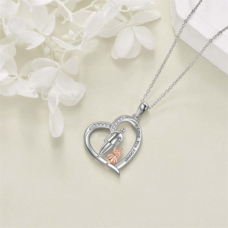 Father Daughter Heart Pendant Necklace from Dad Gift for Daughter