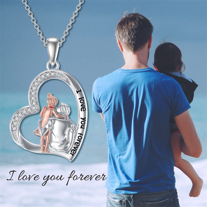 Father Daughter Heart Pendant Necklace from Dad Gift for Daughter