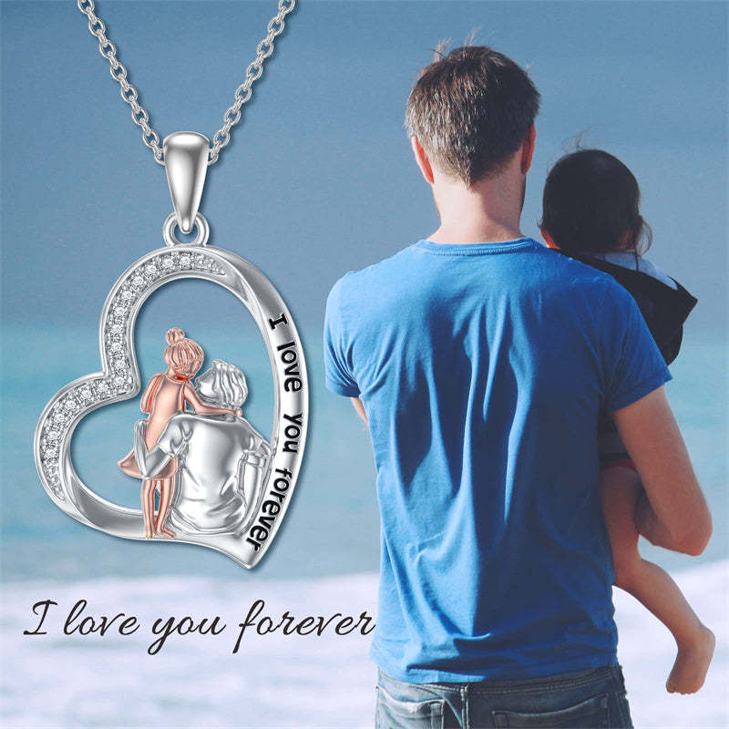 Father Daughter Heart Pendant Necklace from Dad Gift for Daughter