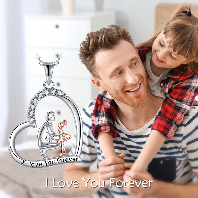 Father Daughter Heart Pendant Necklace from Dad Gift for Daughter