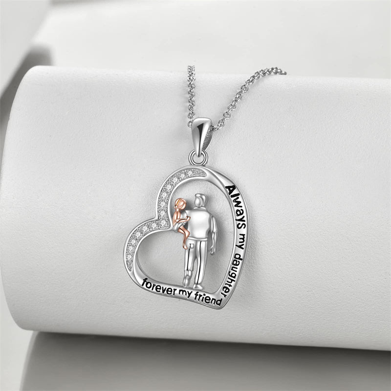 Father Daughter Heart Pendant Necklace from Dad Gift for Daughter