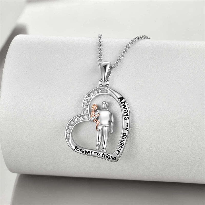 Father Daughter Heart Pendant Necklace from Dad Gift for Daughter