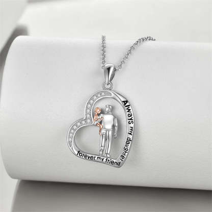 Father Daughter Heart Pendant Necklace from Dad Gift for Daughter