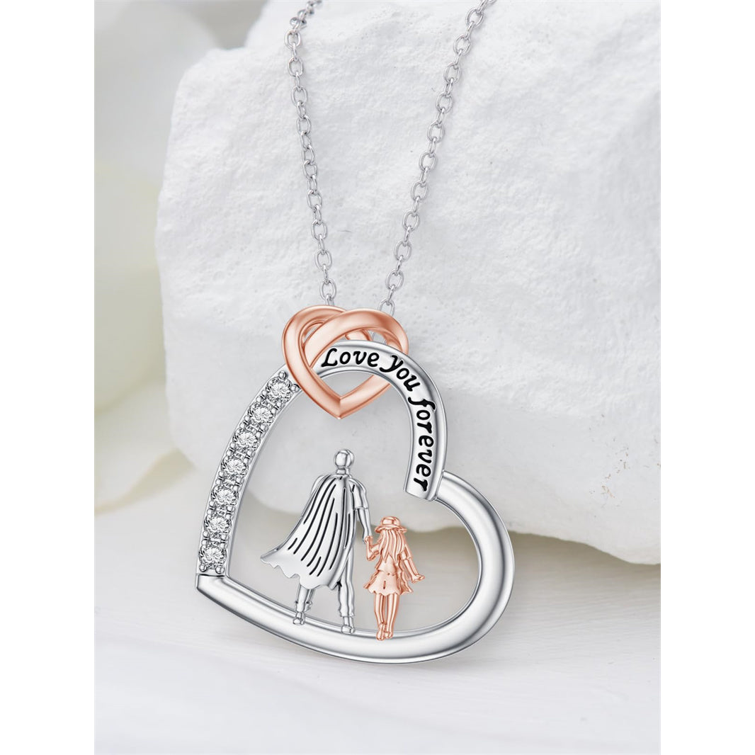 Father Daughter Heart Pendant Necklace from Dad Gift for Daughter