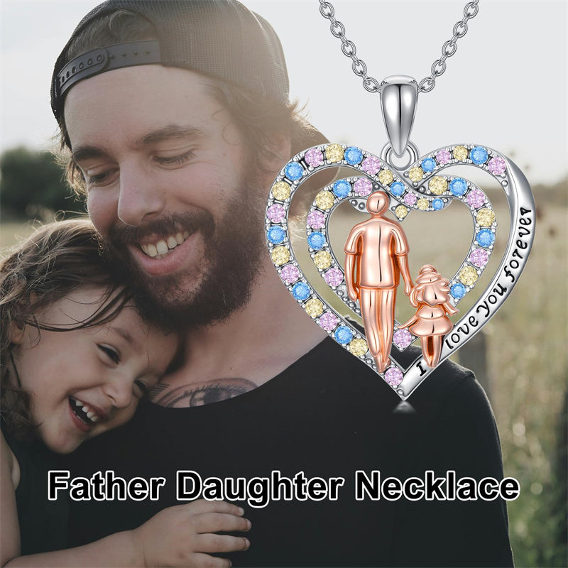 Father Daughter Heart Pendant Necklace from Dad Gift for Daughter