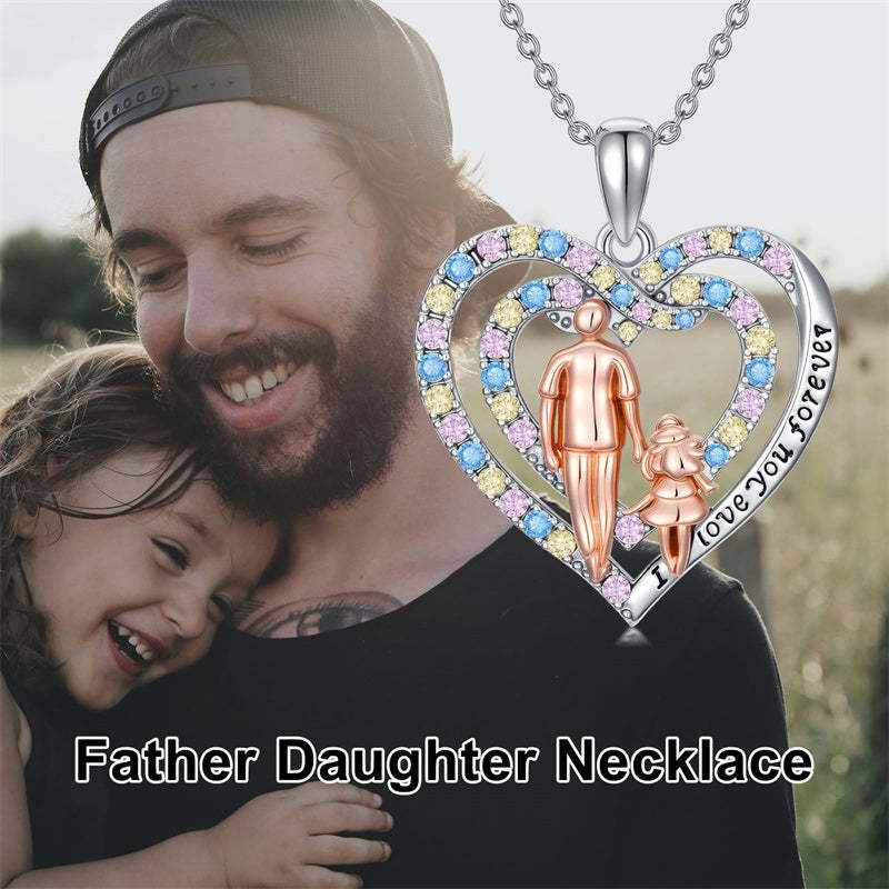 Father Daughter Heart Pendant Necklace from Dad Gift for Daughter