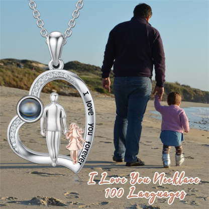 Father Daughter Heart Pendant Necklace from Dad Gift for Daughter
