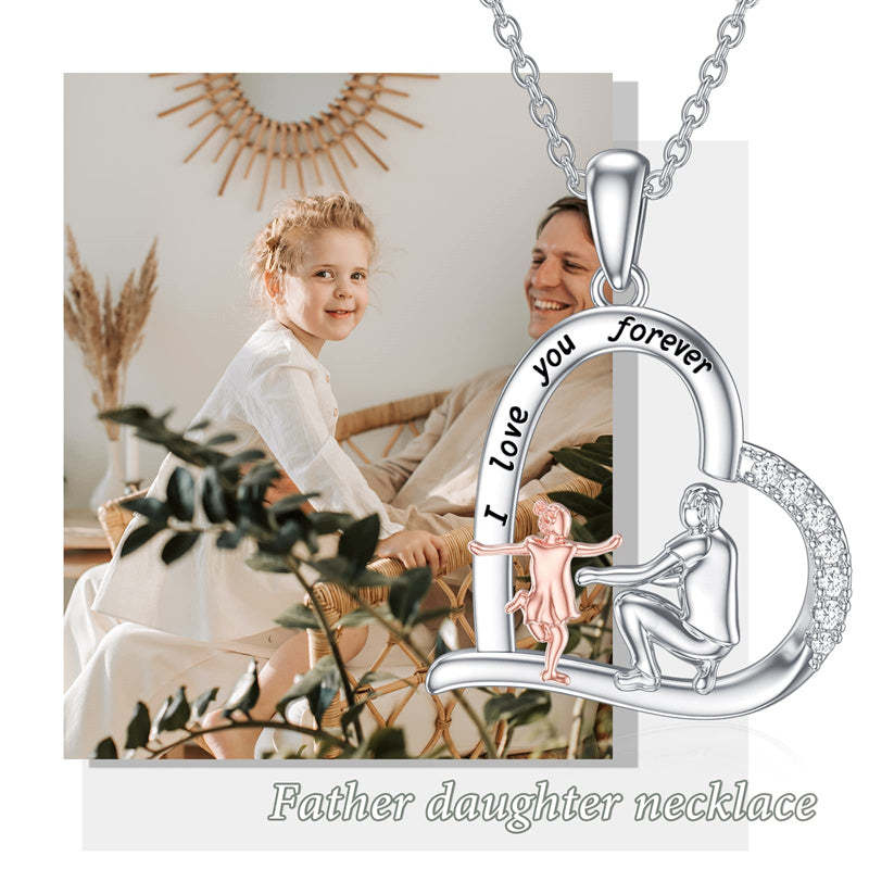 Father Daughter Heart Pendant Necklace from Dad Gift for Daughter