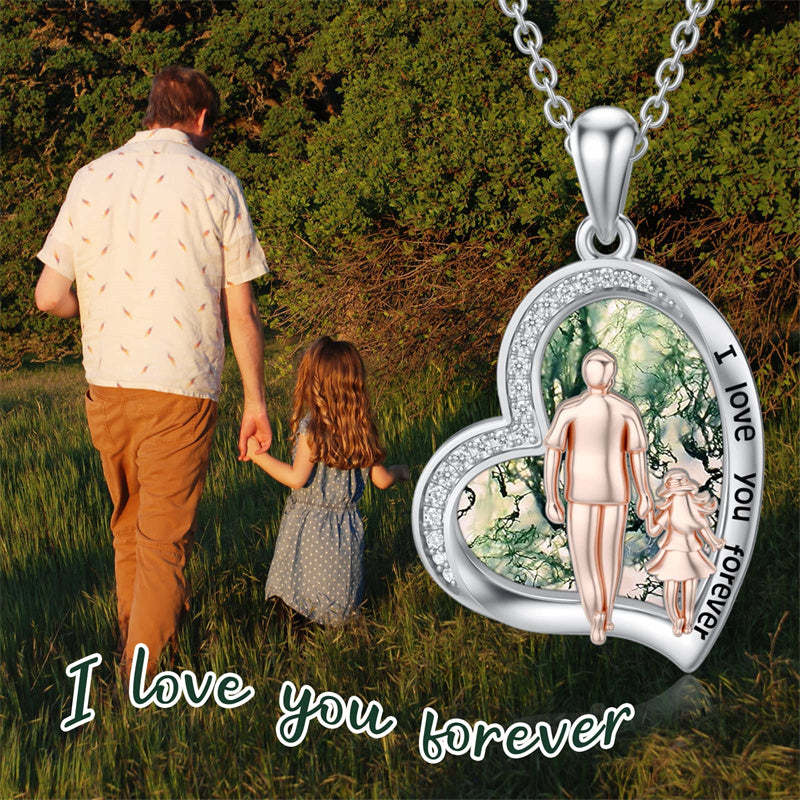 Father Daughter Heart Pendant Necklace from Dad Gift for Daughter
