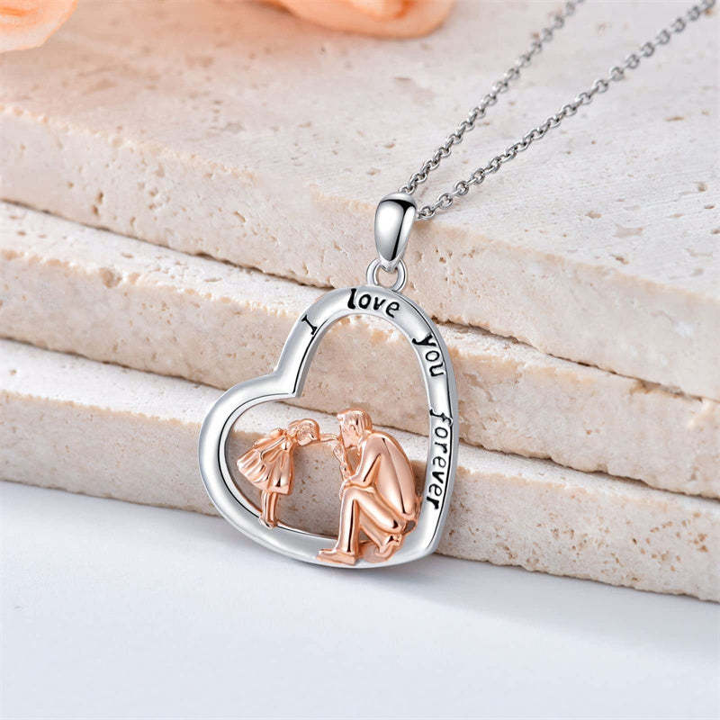 Father Daughter Heart Pendant Necklace from Dad Gift for Daughter