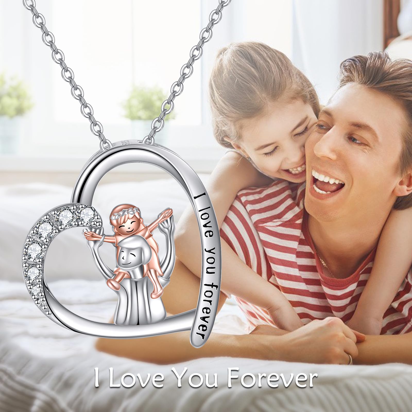 Father Daughter Heart Pendant Necklace from Dad Gift for Daughter