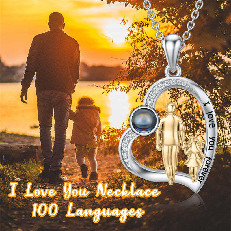 Father Daughter Heart Pendant Necklace from Dad Gift for Daughter