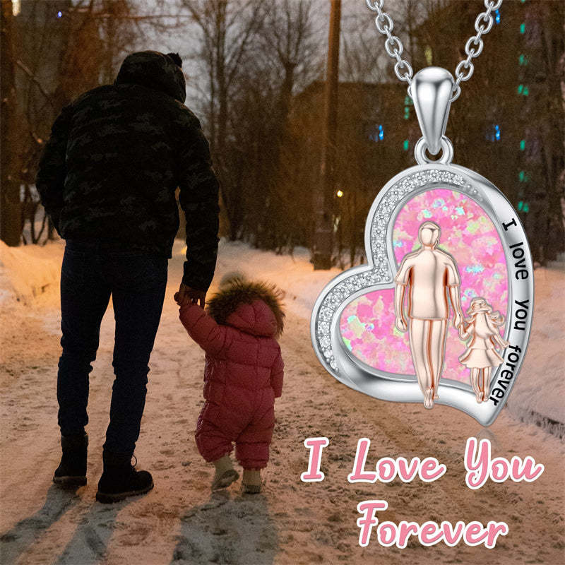 Father Daughter Heart Pendant Necklace from Dad Gift for Daughter