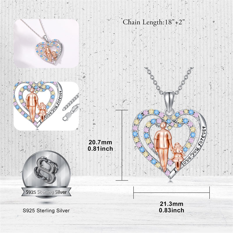 Father Daughter Heart Pendant Necklace from Dad Gift for Daughter
