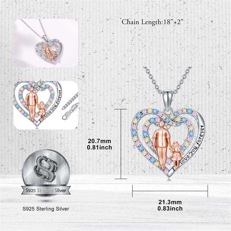 Father Daughter Heart Pendant Necklace from Dad Gift for Daughter