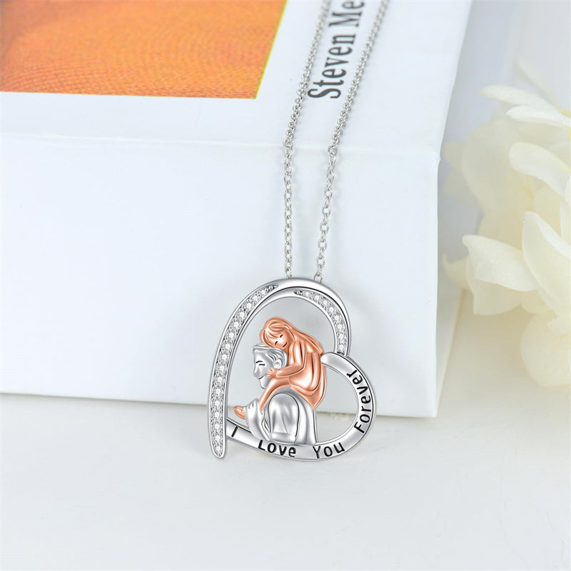 Father Daughter Heart Pendant Necklace from Dad Gift for Daughter